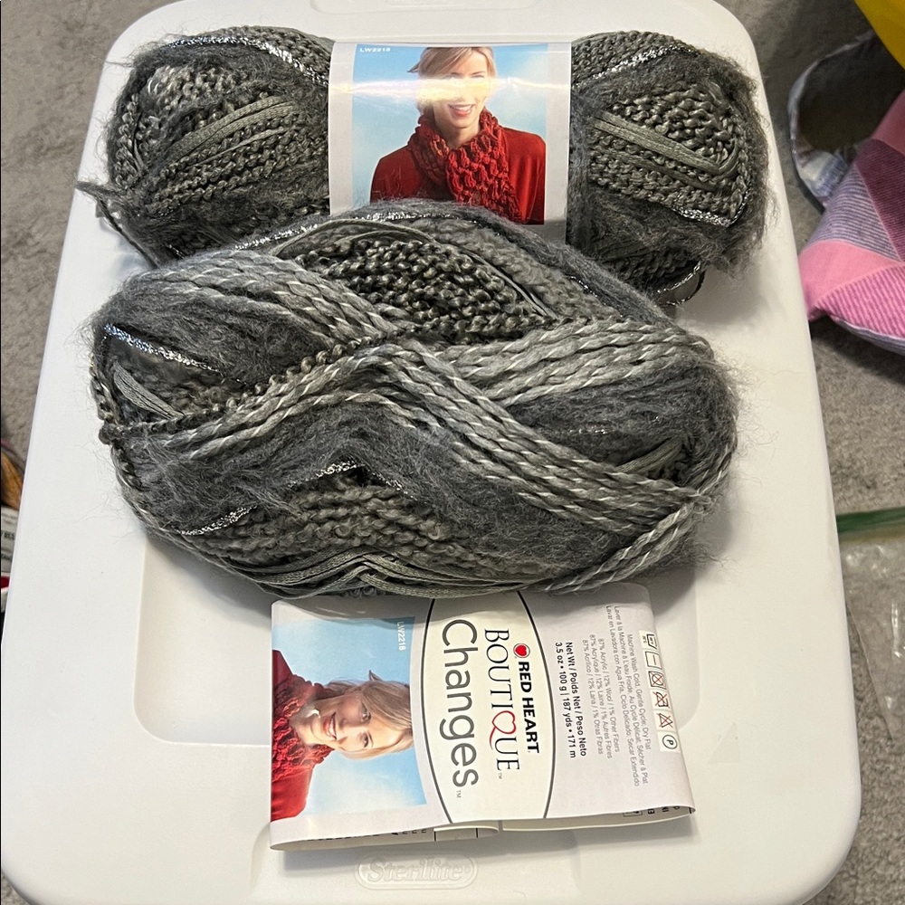 1 Skein and Partial Skein of Red Heart Boutique Changes in Granite